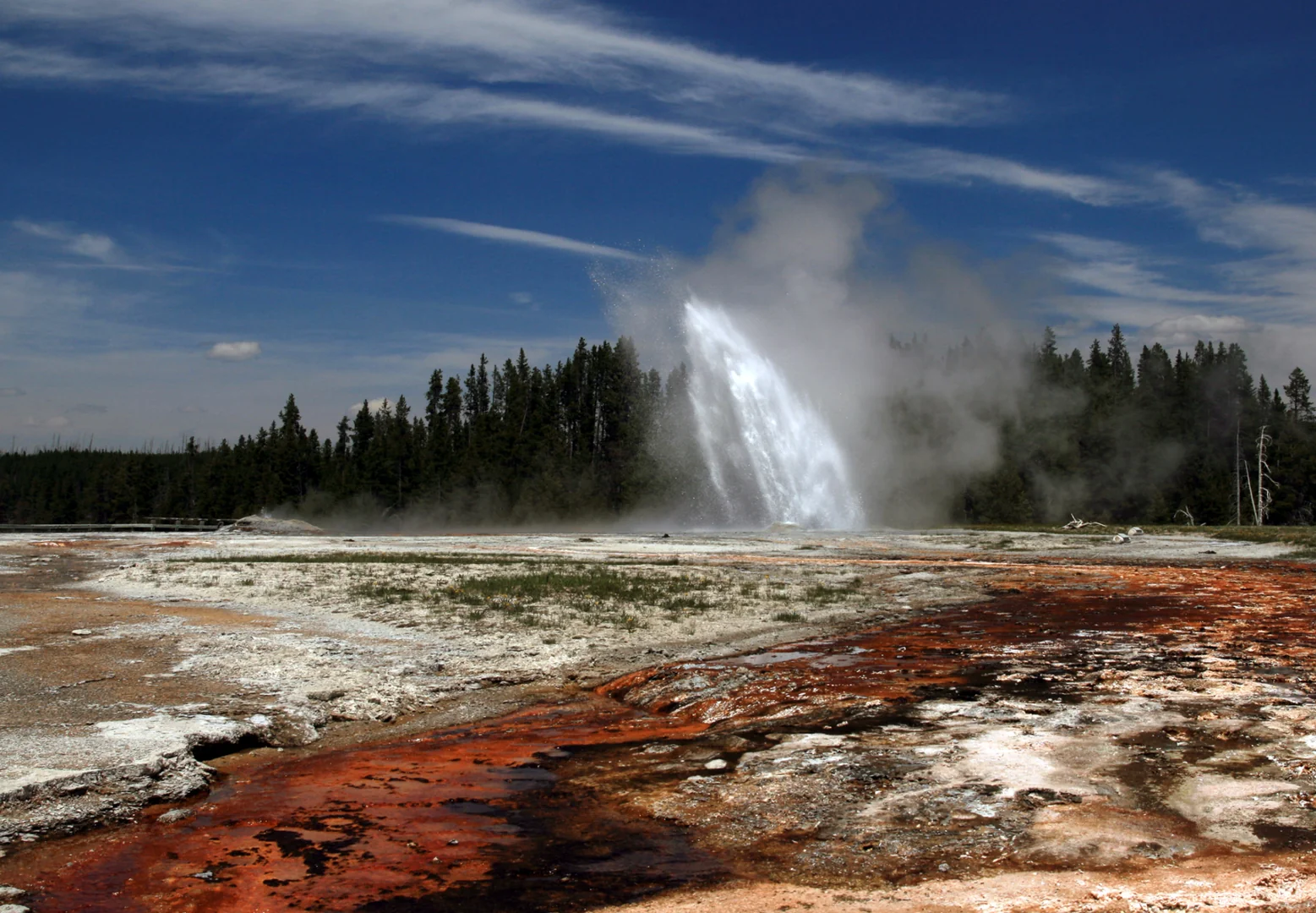 Daisy Geyser erupting in Yellowstone National Park edit